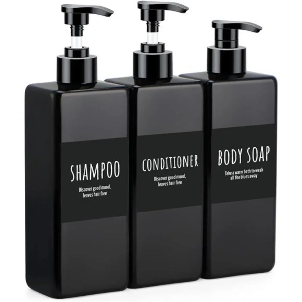 Shampoo and Conditioner Dispenser Refillable, Elegant Soap & Shower Bottles